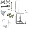 Kingston Brass CCK4141AX Vintage Wall Mount High Rise Clawfoot Tub & Shower Package w/ Porcelain Lever Handles, Polished Chrome