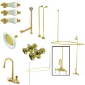 Kingston Brass CCK414 Vintage Wall Mount High Rise Clawfoot Tub & Shower Package w/ Porcelain Lever Handles