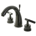 Kingston Brass NS2960DKL Water Onyx widespread lavatory faucet w/ lever Handles & brass pop up drain, Black Nickel