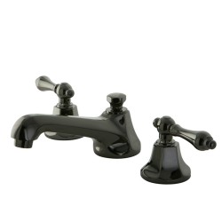 Kingston Brass NS446 Water Onyx widespread lavatory faucet w/ lever Handles & brass pop up drain