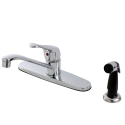 Kingston Brass FB562 8-inch Centerset Kitchen Faucet w/ Side Sprayer, Polished Chrome
