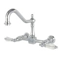 Kingston Brass KS1245WLL Wall Mount 8" Centerset Kitchen Faucet w/ cystal lever handles