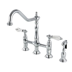 Kingston Brass KS127 8" Centerset Kitchen Faucet with Brass Sprayer & crystal lever handles