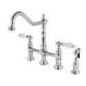 Kingston Brass KS1270WLLBS 8" Centerset Kitchen Faucet with Brass Sprayer & crystal lever handles