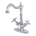 Kingston Brass KS143 4" Centerset Lavatory Faucet with Brass Pop-Up & cross handles