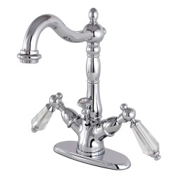 Kingston Brass KS143 4" Centerset Lavatory Faucet with Brass Pop-Up & crystal lever handles