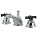 Kingston Brass KS396 Restoration Onyx Widespread Lavatory Faucet With Black Porcelain Cross Handle