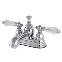 Kingston Brass KS700 4" Centerset Lavatory Faucet with Brass Pop-Up & crystal lever handles