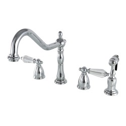 Kingston Brass KB179WLLBS 8" to 16" Widespread Kitchen Faucet with Brass Sprayer