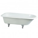 Kingston Brass VCTND673123T 67" Cast Iron Safe & Anti-Slide Roll Top Bathtub w/ Feet w/out Faucet Drillings