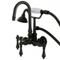 Kingston Brass AE Aqua Eden Wall Mount Clawfoot Tub Faucet w/ metal lever handles