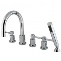 Kingston Brass KS83215DL Concord Three Handle Roman Tub Filler w/ Hand& Shower, Polished Chrome