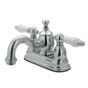 Kingston Brass KS710 4" Centerset Lavatory Faucet w/ Heritage Spout & Porcelain Lever Handle