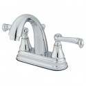 Kingston Brass KS761 English Vintage Two Handle 4" Centerset Lavatory Faucet w/ Brass Pop-up & FL lever handles