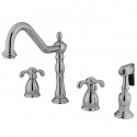 Kingston Brass KB1791TXBS French Country Widespread Kitchen Faucet, Polished Chrome