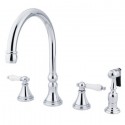 Kingston Brass KS279 Governor 8" Deck Mount Kitchen Faucet w/ porcelain lever handles