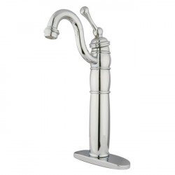 Kingston Brass KB142 Heritage Single Handle Vessel Sink Faucet w/ Optional Cover Plate & BL lever handle