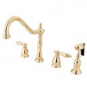 Kingston Brass KB179 Heritage 8" Center Kitchen Faucet w/ Brass Sprayer & ALBS lever handles