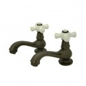 Kingston Brass KS110 Heritage Twin Handle Basin Faucet Set w/ porcelain cross handles