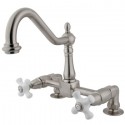 Kingston Brass KS1148PX Heritage Double Handle 8" Bridge Deck Mount Kitchen Faucet