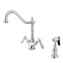 Kingston Brass KS123ALBS Heritage Double Handle Kitchen Faucet w/ Side Sprayer