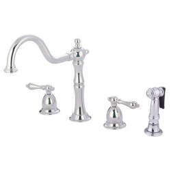 Kingston Brass KS175 Heritage Double Handle Kitchen Faucet w/ Brass Side Sprayer