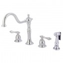 Kingston Brass KS175 Heritage Double Handle Kitchen Faucet w/ Brass Side Sprayer