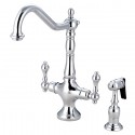 Kingston Brass KS177 Heritage Double Handle Kitchen Faucet w/ Brass Sprayer & ALBS lever handles