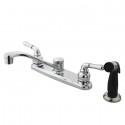 Kingston Brass GKB272 Water Saving Magellan Centerset Kitchen Faucet w/ Lever Handles & Sprayer