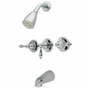 Kingston Brass KB236ALPN Magellan Three Handle Tub & Shower Faucet w/ AL lever handles