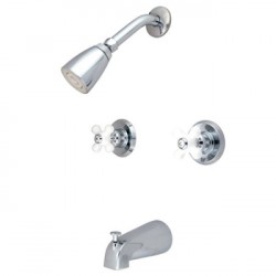 Kingston Brass KB24 Magellan Two Handle Tub & Shower Faucet w/ porcelain cross handles