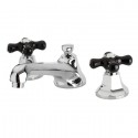 Kingston Brass KS4468PKX Metropolitan Onyx Widespread Lavatory Faucet w/ Black Porelain Handles