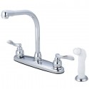 Kingston Brass KB8751NFLSP Nuwave French Double Handle 8" Centerset High-Arch Kitchen Faucet