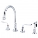 Kingston Brass KS279 Silver Sage 8" Deck Mount Kitchen Faucet w/ Brass Sprayer & ZLBS lever handles
