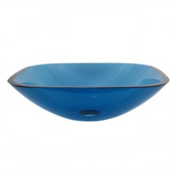 Kingston Brass EVSQF Templeton Blue Tempered Glass Vessel Bathroom Sink w/out Overflow Hole