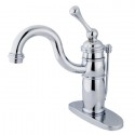 Kingston Brass KB140 Victorian Single Handle Mono Deck Lavatory Faucet w/ Retail Pop-up & BL lever