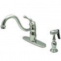 Kingston Brass KB157 Victorian Single Handle Kitchen Faucet w/ Brass Sprayer w/ BLBS lever handles