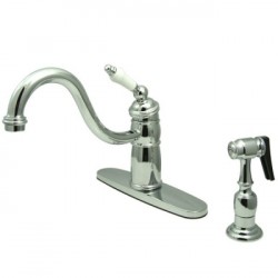 Kingston Brass KB157 Victorian Single Handle Kitchen Faucet w/ Brass Sprayer w/ PLBS lever handles