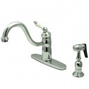 Kingston Brass KB157 Victorian Single Handle Kitchen Faucet w/ Brass Sprayer w/ PLBS lever handles