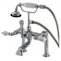 Kingston Brass AE10 Aqua Eden Vintage Deck Mount Clawfoot Tub Faucet w/ porcelain lever handles