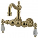 Kingston Brass CC100 Vintage 3-3/8" Wall Mount Clawfoot Tub Filler w/ H&C Porcelain levers