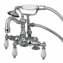 Kingston Brass CC1016T1 Vintage 3-3/8" Deck Mount Clawfoot Tub Filler w/ Hand & Shower Porcelain Lever