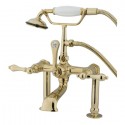 Kingston Brass CC10 Vintage 7" Deck Mount Clawfoot Tub Filler w/ Hand & Shower w/ metal levers