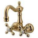 Kingston Brass CC107 Vintage 3-3/8" Wall Mount Clawfoot Tub Filler w/ metal cross handles