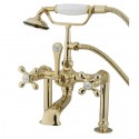 Kingston Brass CC109 Vintage 7" Deck Mount Clawfoot Tub Filler w/ Hand & Shower w/ metal cross