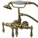 Kingston Brass CC Vintage 3-3/8" Deck Mount Clawfoot Tub Filler w/ Hand & Shower w/ metal levers