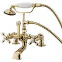 Kingston Brass CC2 Vintage 7" Deck Mount Clawfoot Tub Filler w/ metal cross