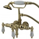 Kingston Brass CC2 Vintage 3-3/8" Wall Mount Clawfoot Tub Filler w/ H&C Porcelain Levers