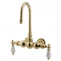 Kingston Brass CC3T Vintage 3-3/8" Wall Mount Clawfoot Tub Filler w/ H&C Porcelain levers