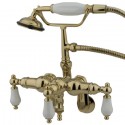 Kingston Brass CC42 Vintage Adjustable 3-3/8" - 10" Center Wall Mount Clawfoot Tub Filler w/ porcelain lever